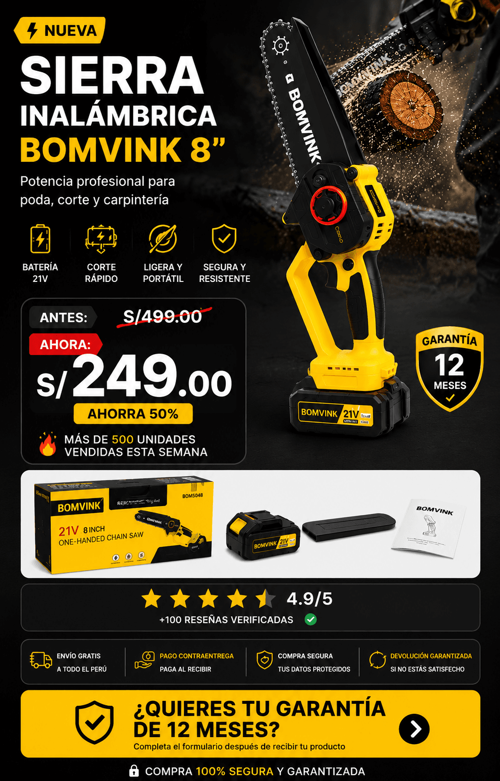 Sierra Inalámbrica BOMVINK 8" - Oferta Premium